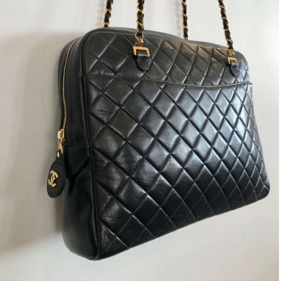CHANEL Matelasse Handbag vintage FRANCE Exceptional Authentic Chain Blk Leather - Picture 8 of 17
